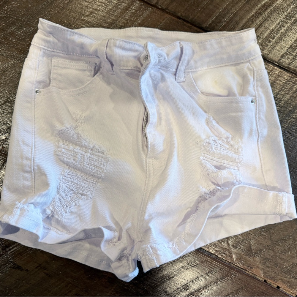 SHEIN white Denim Distressed Shorts